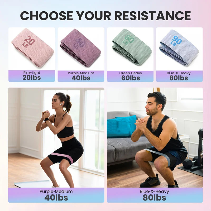 Pilates Bar Kit With Resistance Bands - 20-90LB Fabric Elastic Band Fitness Resistance