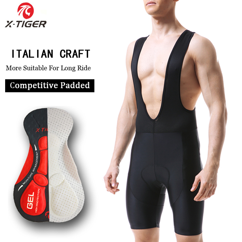 Padded Cycling Shorts 5D Gel - X-TIGER Cycling Bibs Shorts Bike 5D