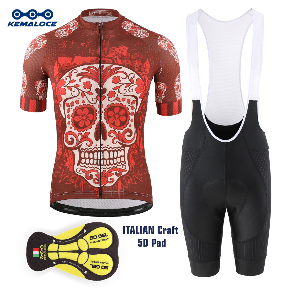 Padded Cycling Shorts 5D Gel - KEMALOCE Red Cycling Jersey Men MTB