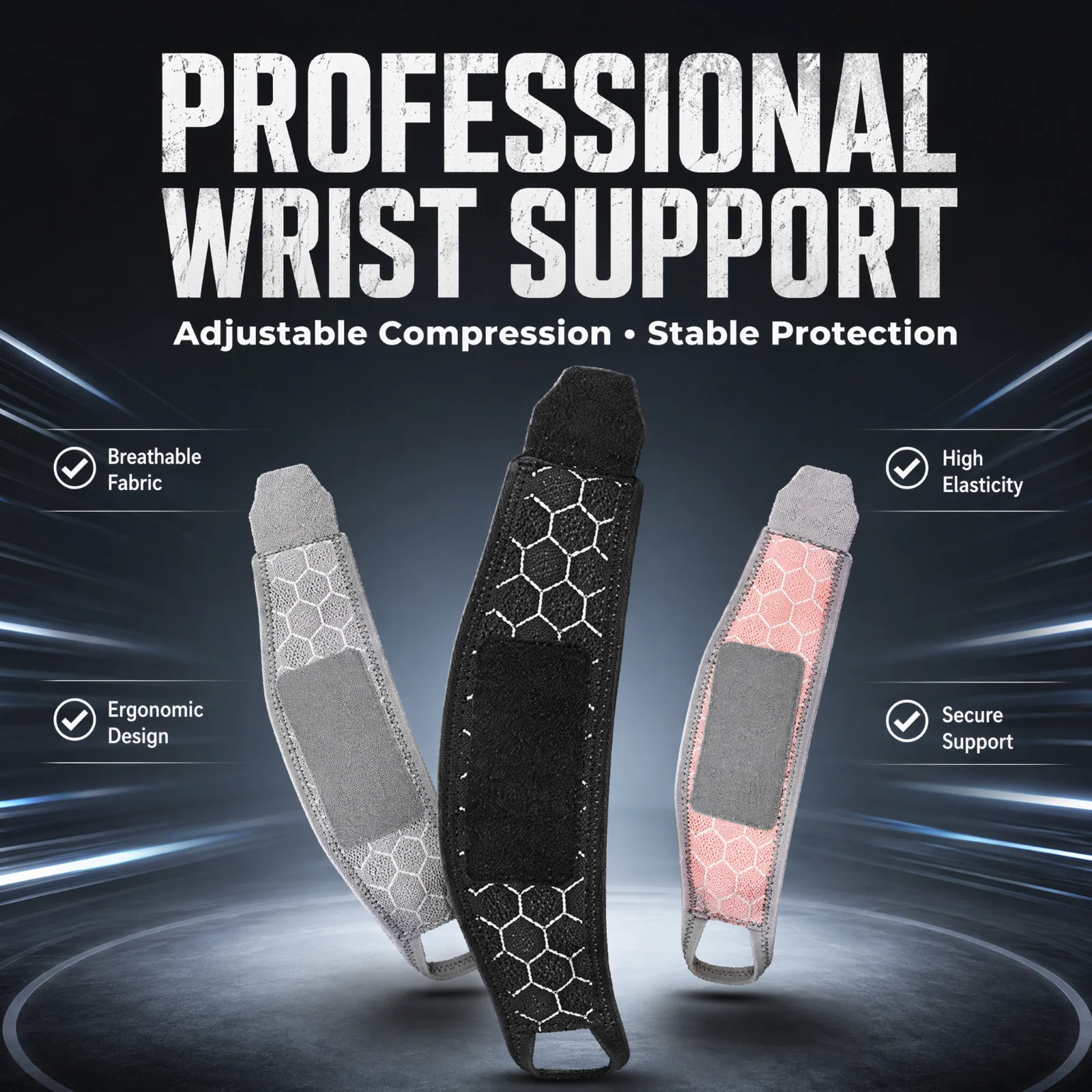 Wrist Wraps Weightlifting Support - Adjustable Wrist Brace Compression Support Strap