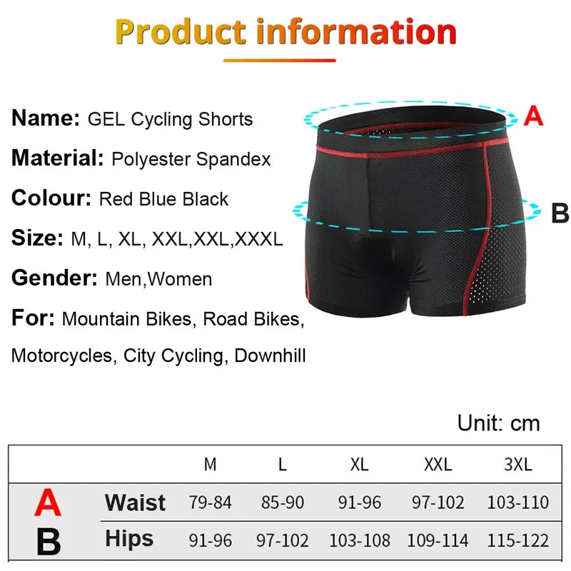 NEWBOLER Men's MTB Cycling Sho - огляд і ціна Padded Cycling Shorts 5D Gel