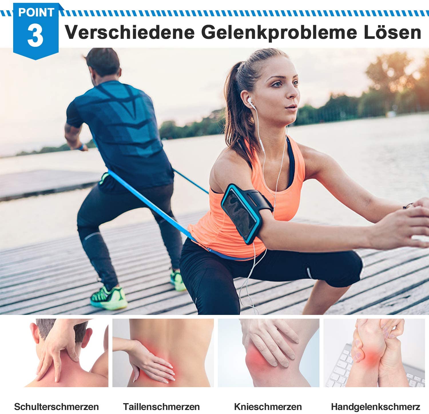 Elastic Fitness Bands 3Pcs Res - огляд і ціна Pilates Bar Kit With Resistance Bands