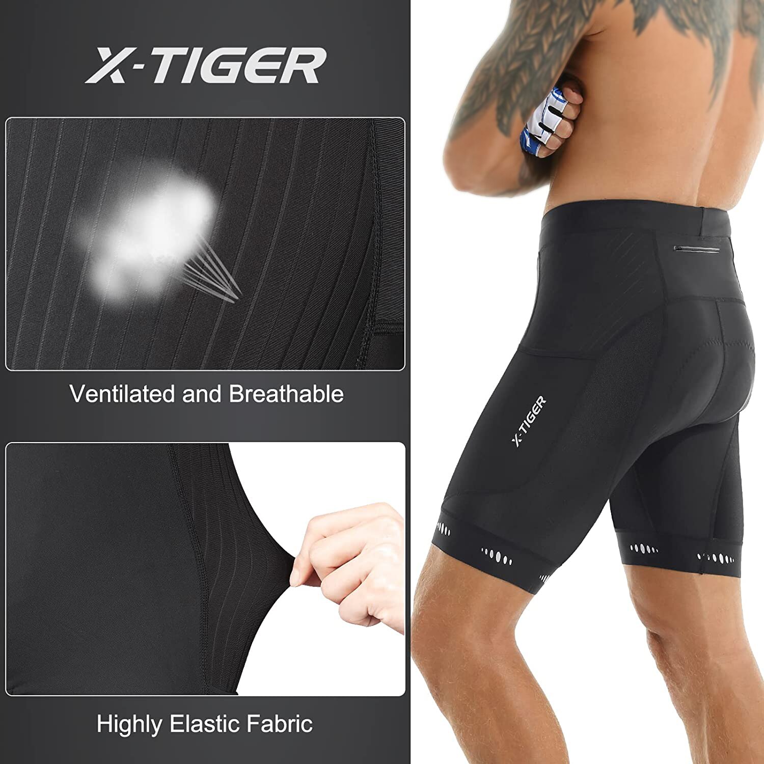 X-TIGER Men Cycling Shorts wit - огляд і ціна Padded Cycling Shorts 5D Gel