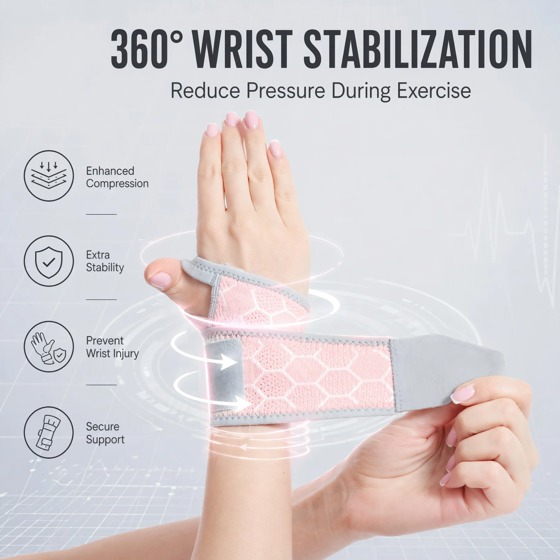 Adjustable Wrist Brace Compres - огляд і ціна Wrist Wraps Weightlifting Support