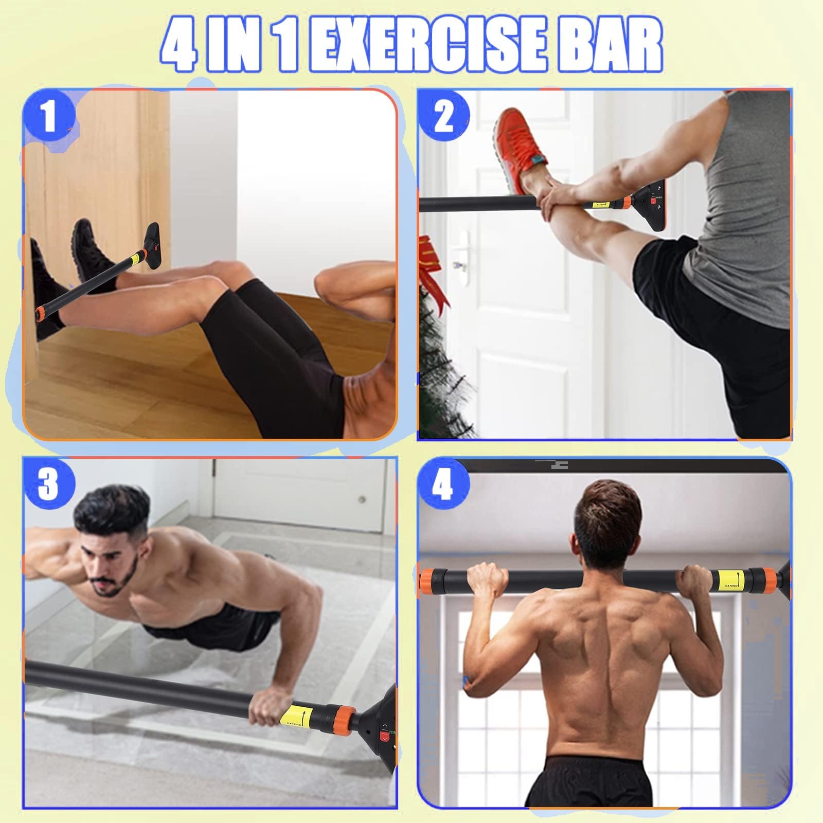 Adjustable Pull Up Bar for Doo - огляд і ціна Door Pull Up Bar No Screw