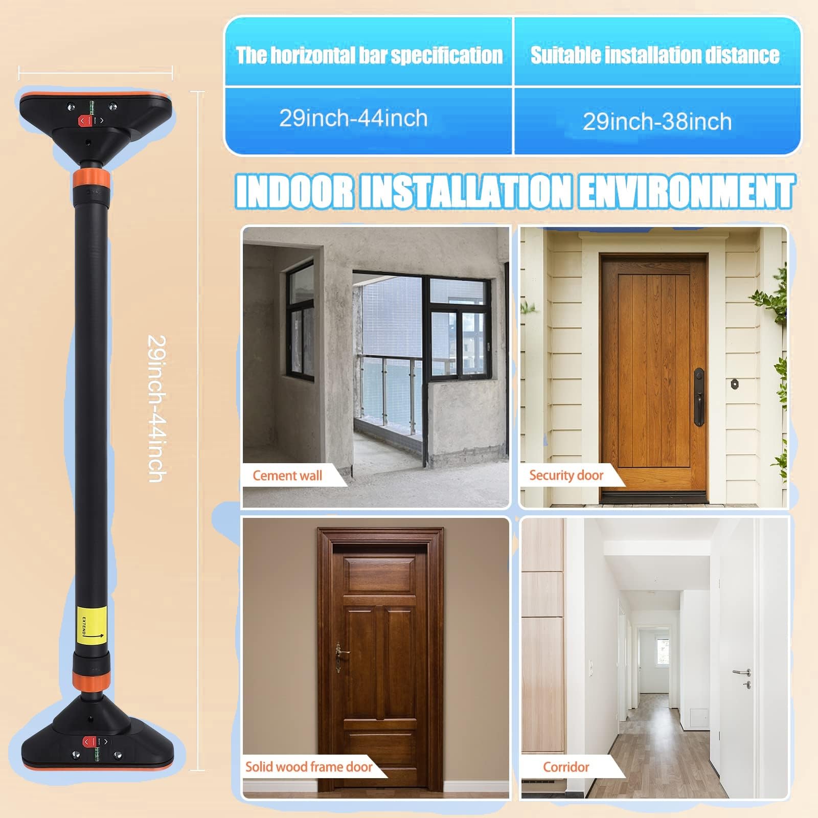Adjustable Pull Up Bar for Doo - огляд і ціна Door Pull Up Bar No Screw